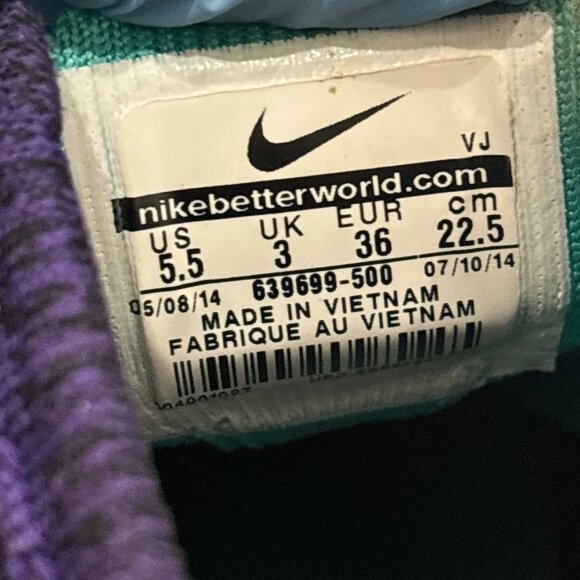 Nike Flyknit Chukka purple teal sz 5.5 639699-500 - Picture 3 of 6